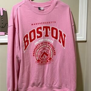 H&M Pink Massachusetts Boston Crewneck Sweater
